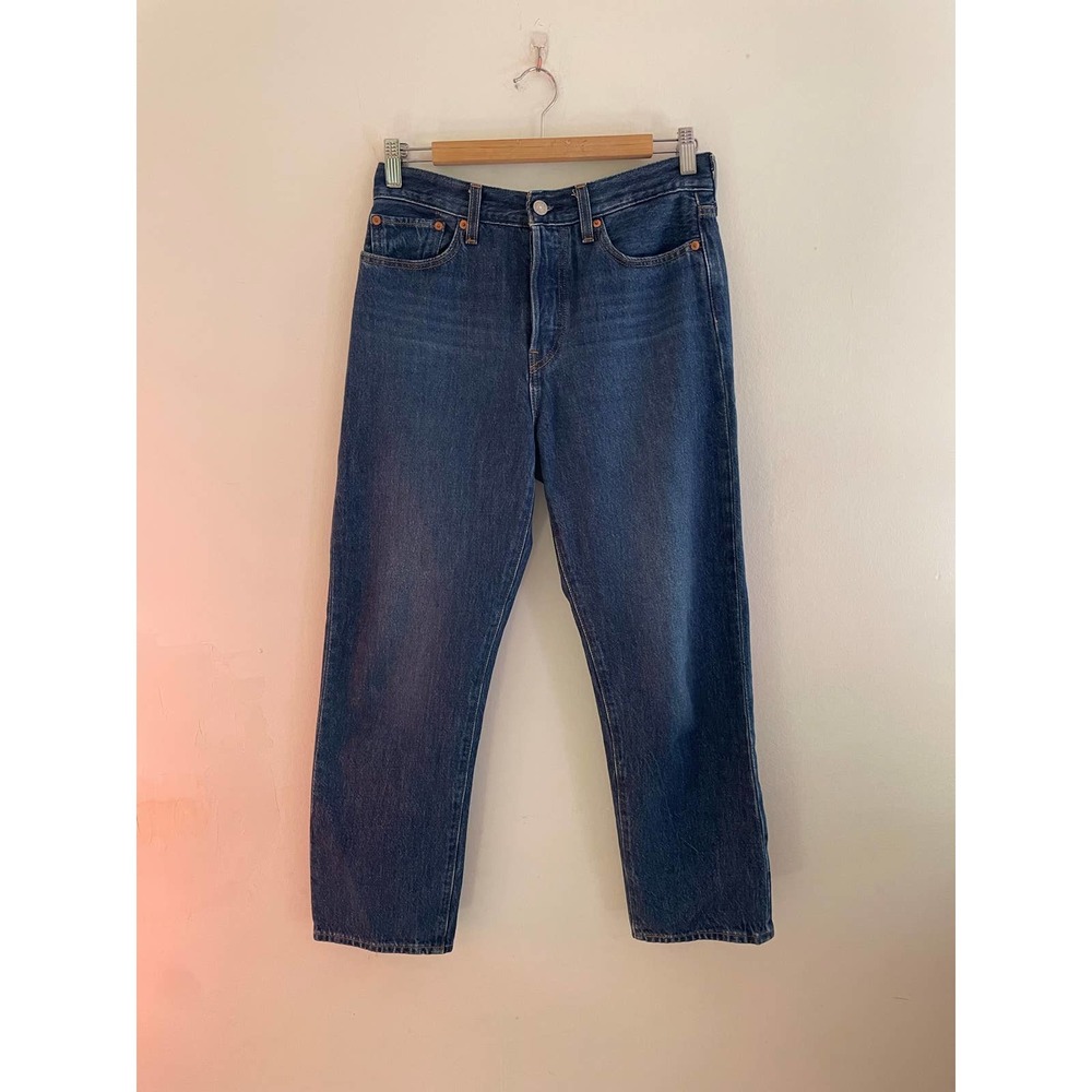 Levi's Wedgie Straight Medium Wash Button Fly Blue Jeans Women's Size 28
